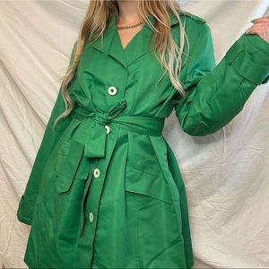 Dennis by Dennis Basso green retro trench coat 💚